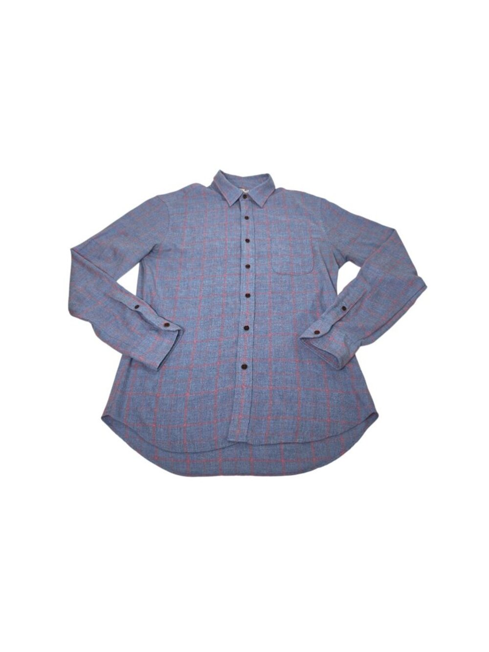 Faherty Ventura Long Sleeve Button Up Shirt Men's Large Soft Blue Check